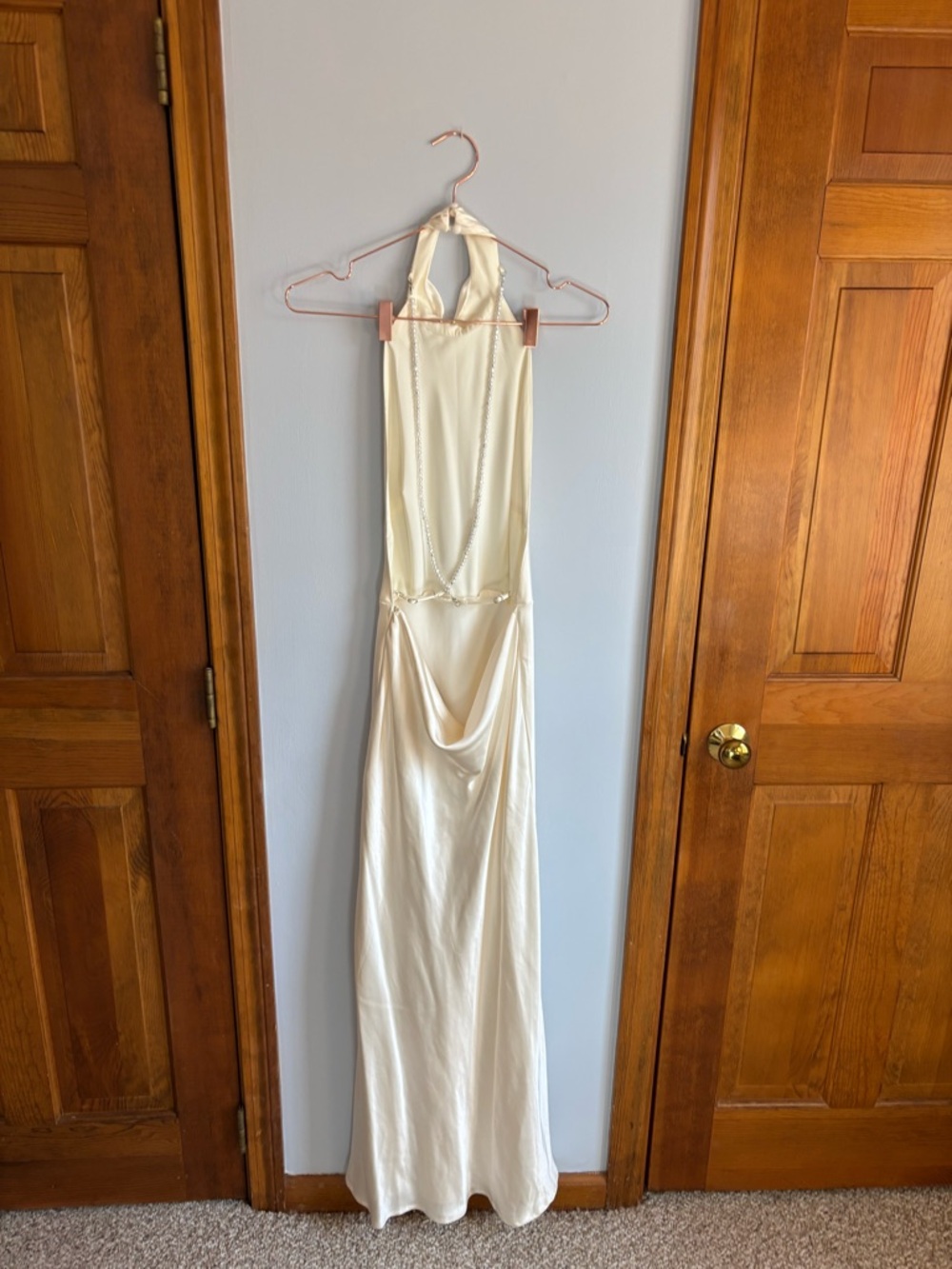 Hello Molly White Backless Maxi Dress with Pearl Straps - Picture 4 of 5